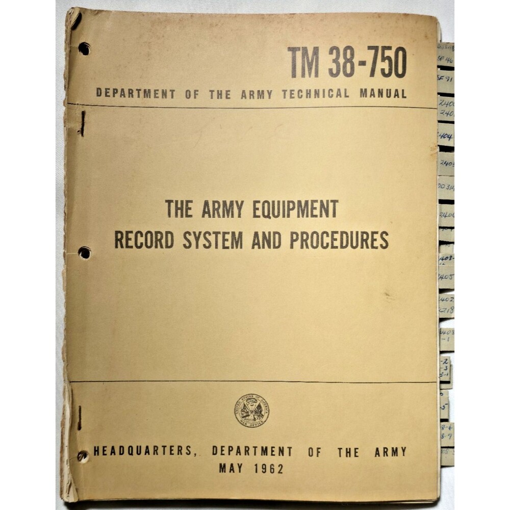 1962 The Army Equipment Record System And Procedures TM 38-750